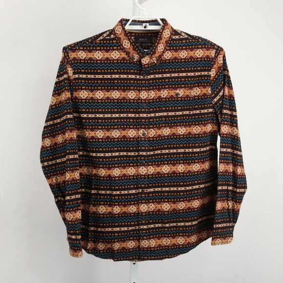 Roark Shirt Mens Medium Multicolor Aztec Corduroy Long Sleeve Button Front - Picture 2 of 10